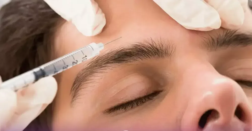 مردی که خوابیده چشم هایش بسته است دکتری که با یک دست روی پیشانی فرد گذاشته و با دست دیگر در حال انجام تزریق میباشد