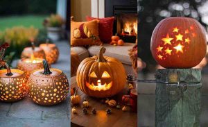 تزئین کدو با شمع - تزئین کدو تنبل برای شب یلدا