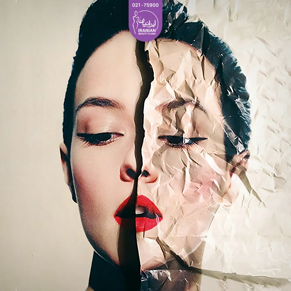 تصویر یک زن جوان که نصف تصویر صاف و نصف دیگر تصویر چروک شده است - جالپرو