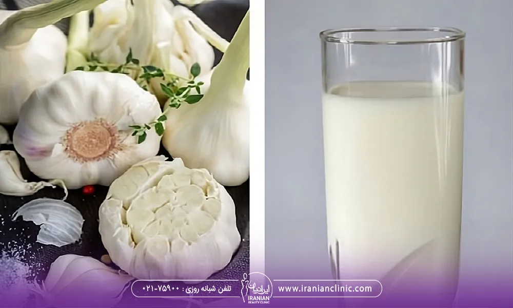 تصویر شیر و سیر هست که برای درست کردن ماسک خانگی صورت استفاده میشه