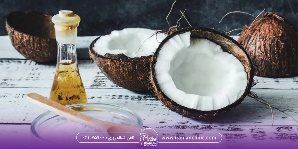 تصویر نارگیل و روغن نارگیل هست که برای تقویت ابرو استفاده میشه