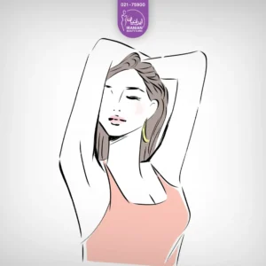 دختری که لباس صورتی دارد و دستانش را بالا گرفته است - لیزر موهای زائد زیر بغل