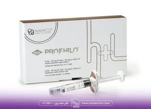 سرنگ حاوی مزوژل پروفایلو در کنار جعبه Profhilo - قیمت پروفایلو صورت