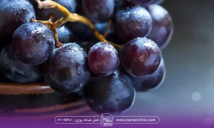 یک خوشه انگور که درون یک کاسه است