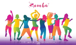 تصویر وکتور از کسانی که رقص زومبا انجام می دهند و هر کدام از آنها رنگ متفاوتی دارد